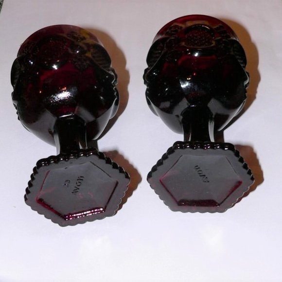 Vintage Avon Cape Cod Collection Ruby Glass 2 Goblets and 1 Creamer 1970s - Picture 5 of 15